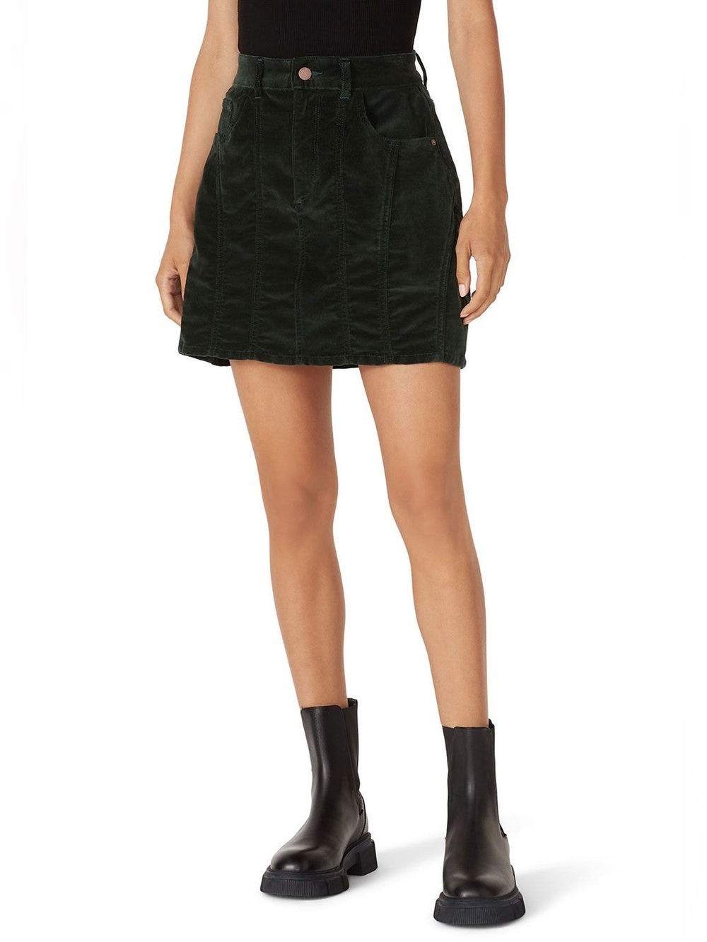 DL1961 Dark Pine Green Georgia Velvet Mini Skirt Festive Holiday 27 Small